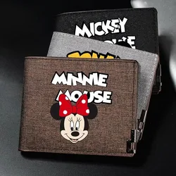 Disney Mickey Minnie Short Canvas Wallet Men's Simple Denim Wallet Multi-card Slot Coin Purse for Women Cartoon Money Bag