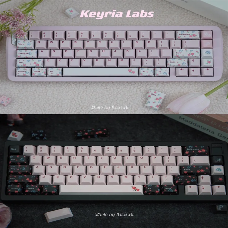 Imagem -02 - Rose História Chave Caps Definido para Teclado Mecânico Cereja Perfil Pbt Sublimação Dye 61 64 75 80 98 104 108 Keycaps