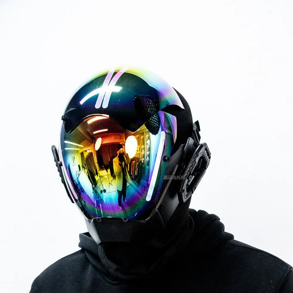 Punk Mask Role Playing Mask Halloween Party Gift Personalized Role Playing Mask with Anti Fog Lens Cosplay Ball Bar DJ