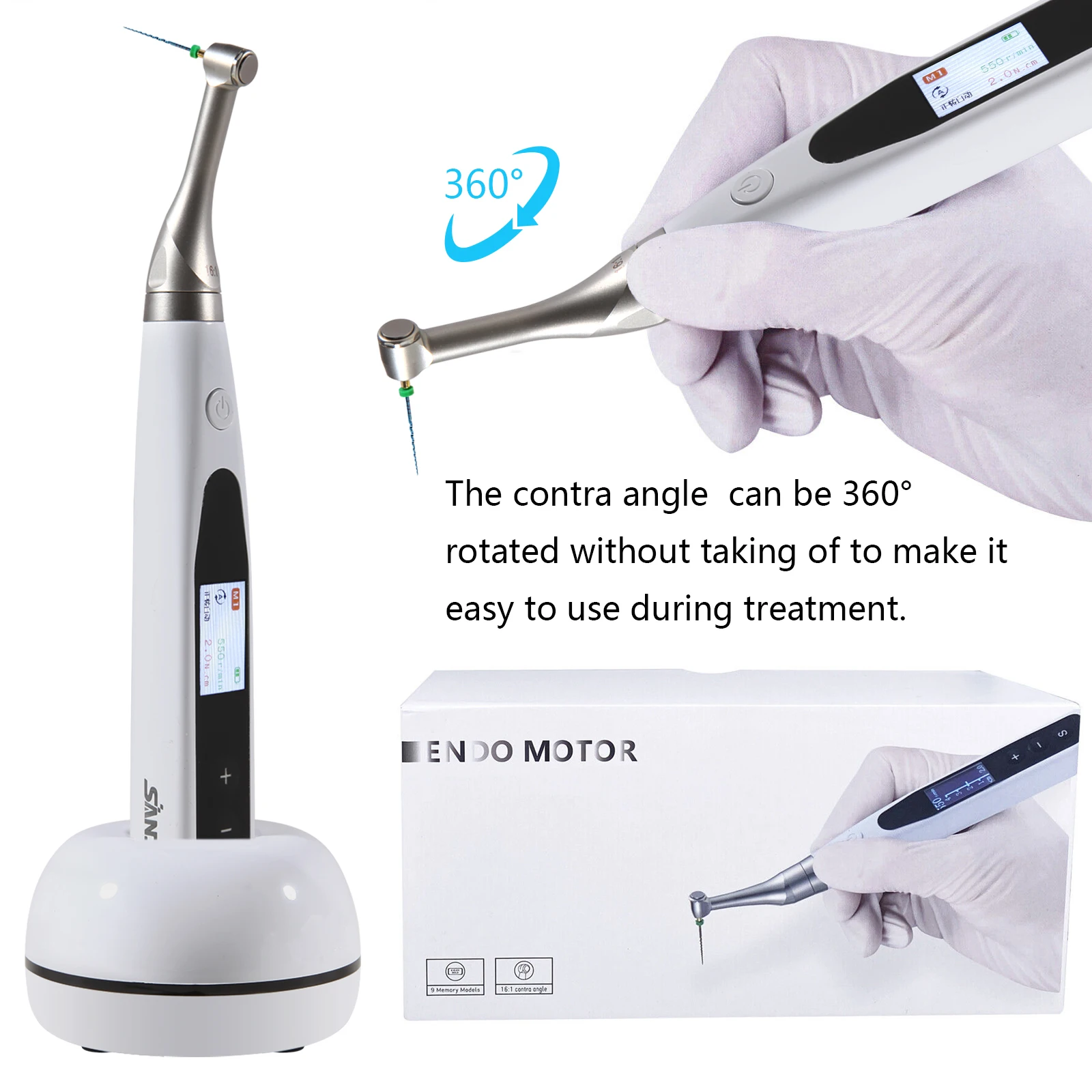 2 in 1 Wireless Dental Endo Motor Reciprocating 16:1 Mini Head NSK Style 360°