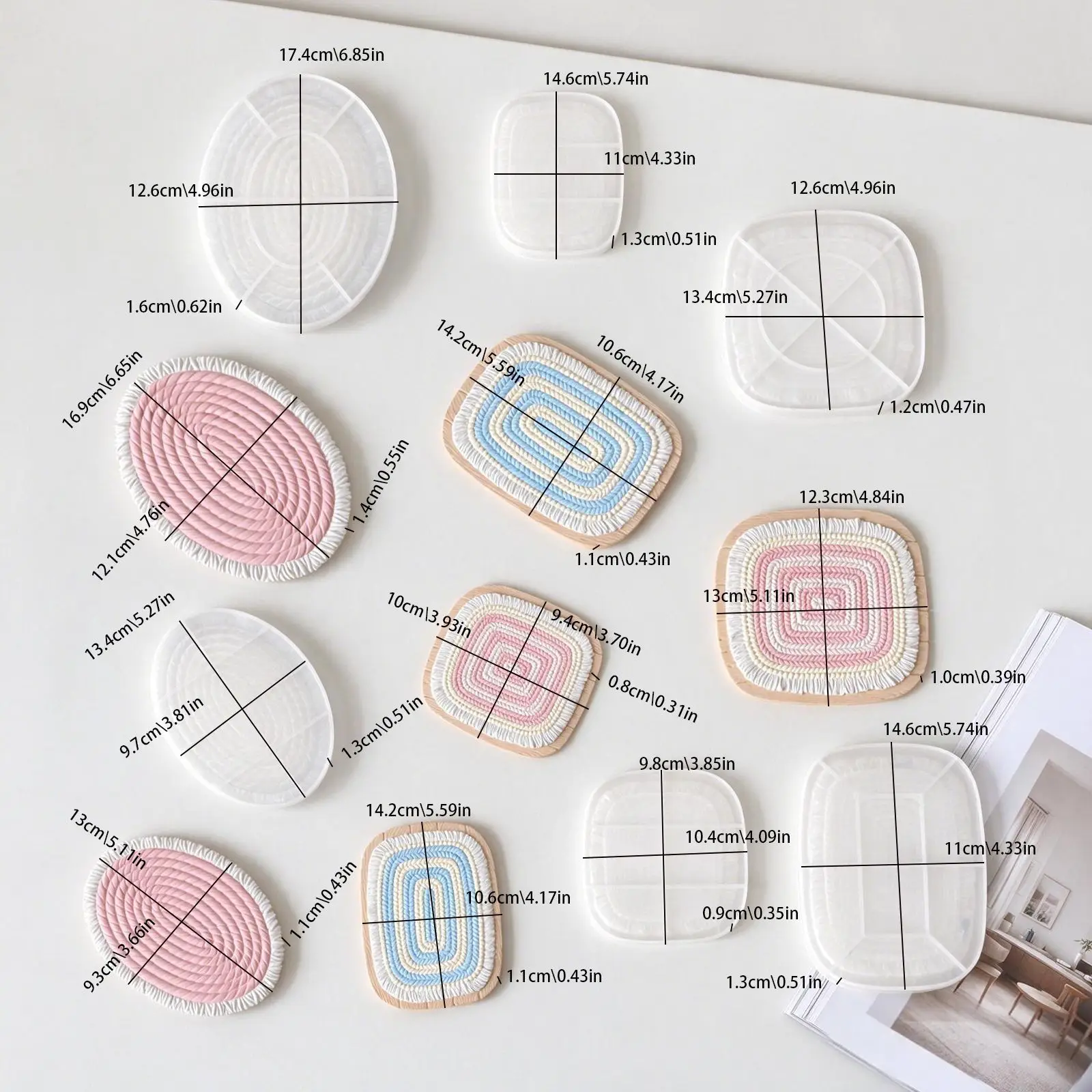 DIY Braided Fringe Coaster Silicone Mold Woven Tassel Fringe Resin Mould Plaster Aroma Tablet Casting Ins Style Home Decoration