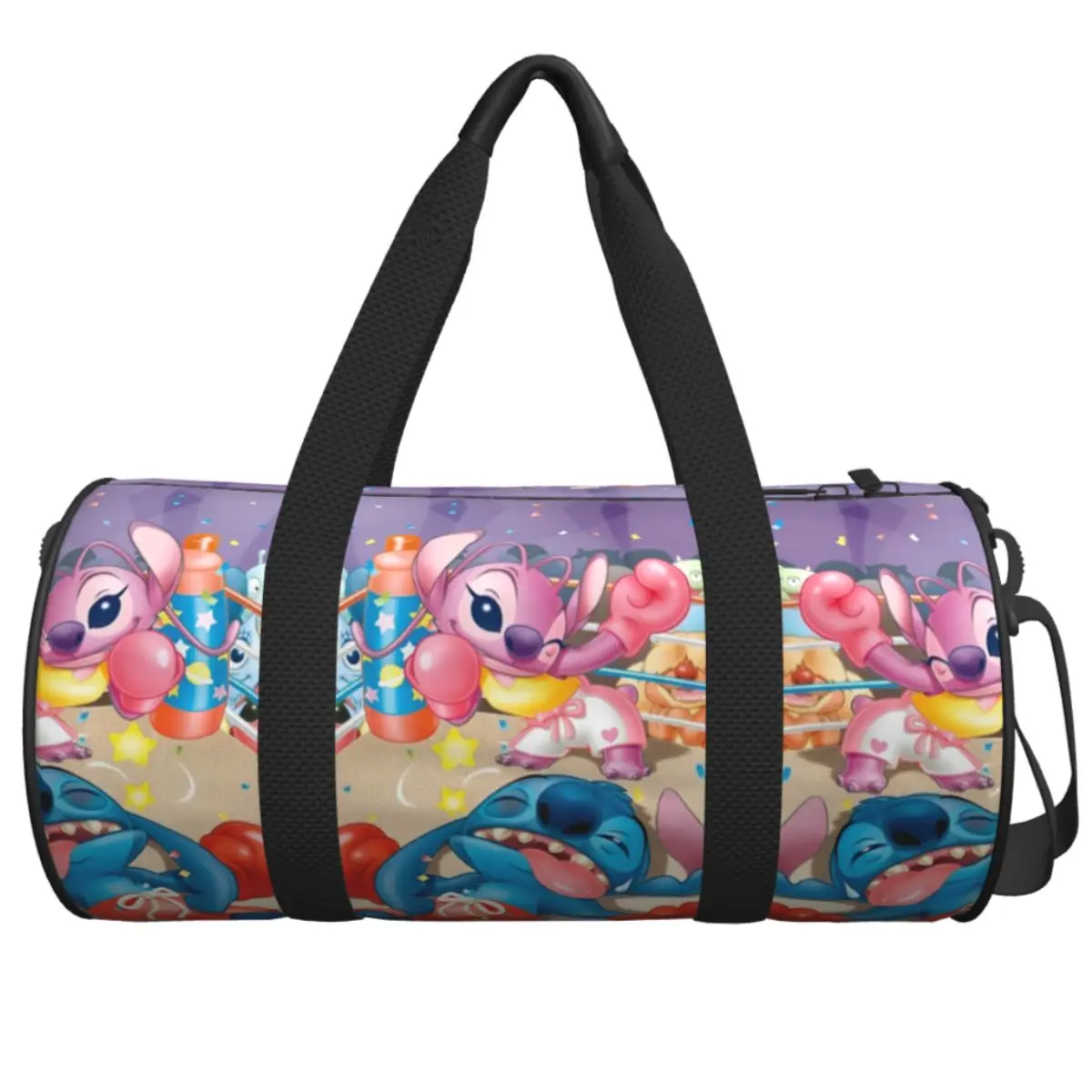 

Stitch Cartoon Cute Sports Bags Training Gym Bag with Shoes Cute Handbags Men Women Custom Oxford Fitness Bag