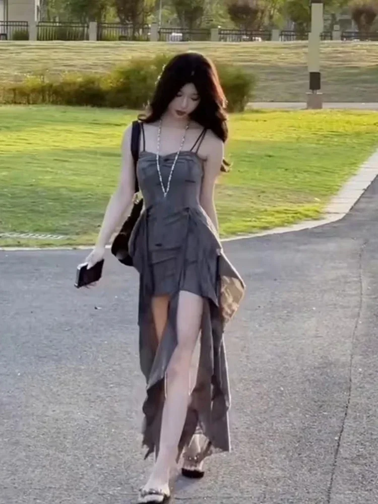 فستان قصير مثير بتصميم كلاسيكي أمريكي للنساء فساتين صيفية ضيقة مكشكشة غير منتظمة تناسب الجميع فيمينينو فيستدوس دي موجر 2025 #5