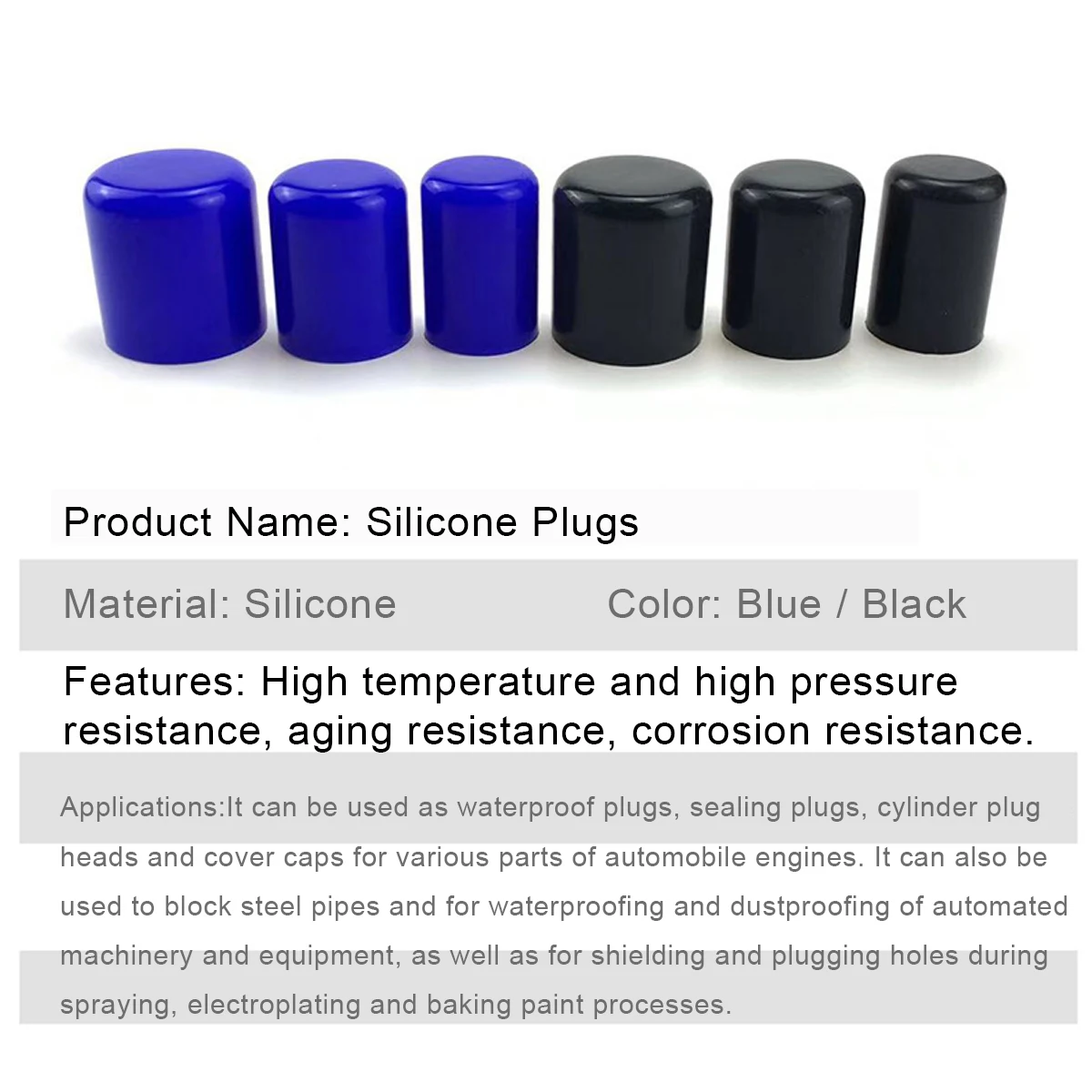 5pcs Black Silicone Blanking Cap Intake Vacuum Hose End Bung Sealing Plugs Auto Car Accessories Parts Waterproof and Dustproof
