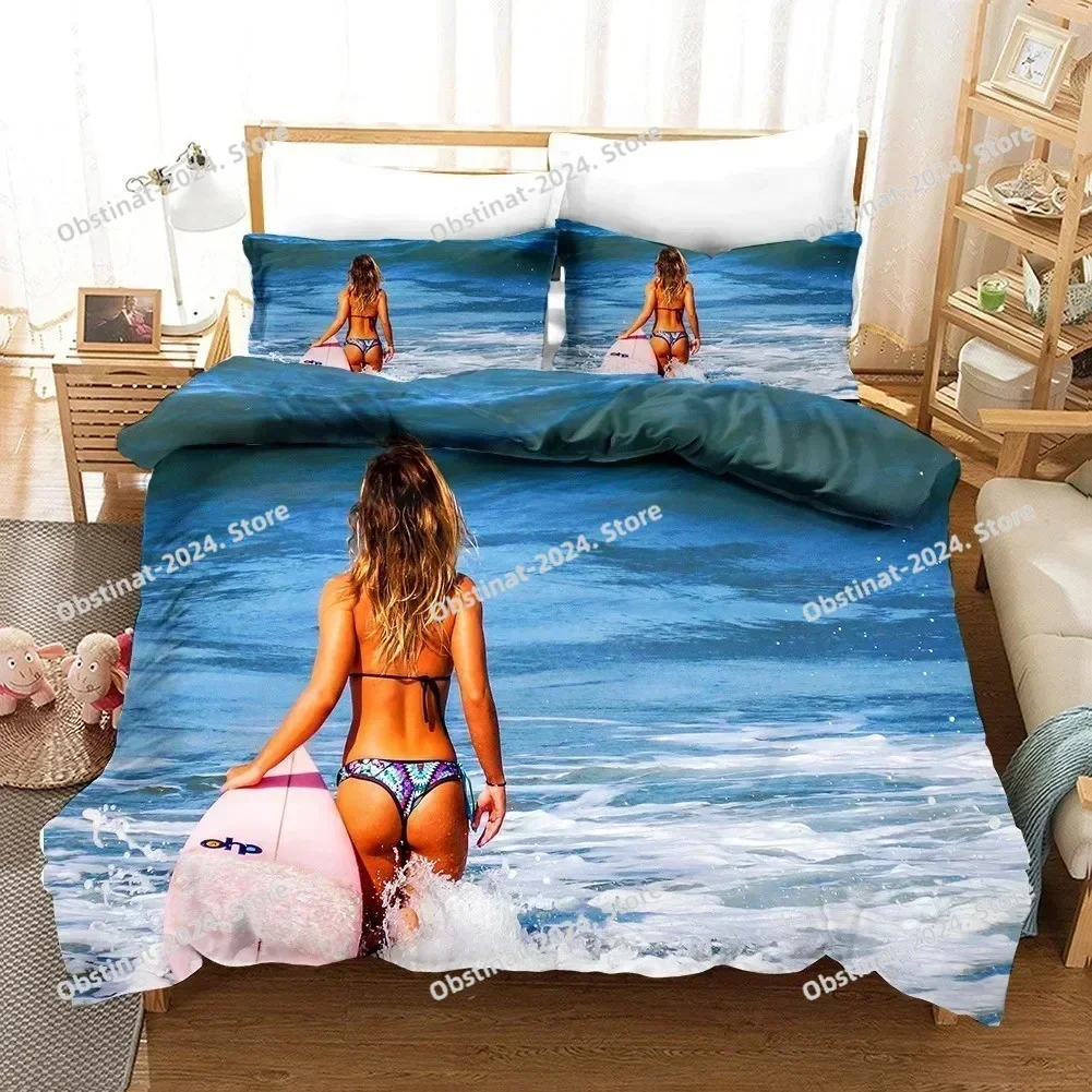 2025 Beach Surfing Bedding Set Scenery Comforter Fashion Modern 3D Print Luxury Duvet Cover Home Textile Queen King Single Size