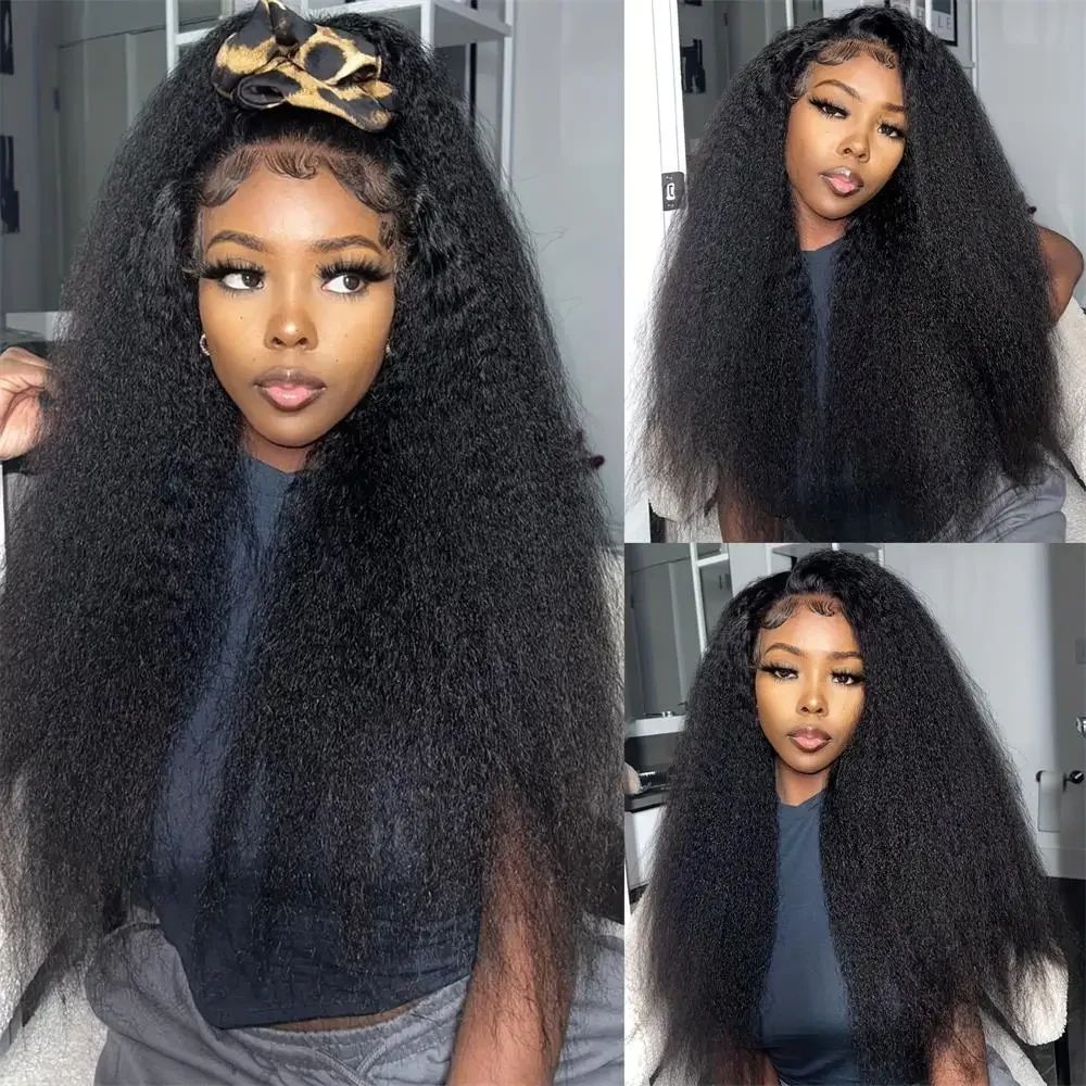 

Brazilian Remy 200%Density Natural Color Lace Front Wig 13x6 Yaki Straight For Black Women Transparent Lace Front Human Hair Wig