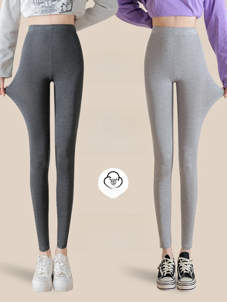 

Женские модальные леггинсы для йоги больших размеров, облегающие, утягивающие, осенние, из модала, базовый слой, 9/10 длины