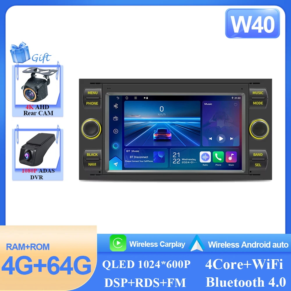 Android15 Autoradio Wifi Navi Voor Ford Mondeo S-max Focus C-MAX Galaxy Fiesta Transit Fusion Connect Kuga multimedia GPS BT WIFI