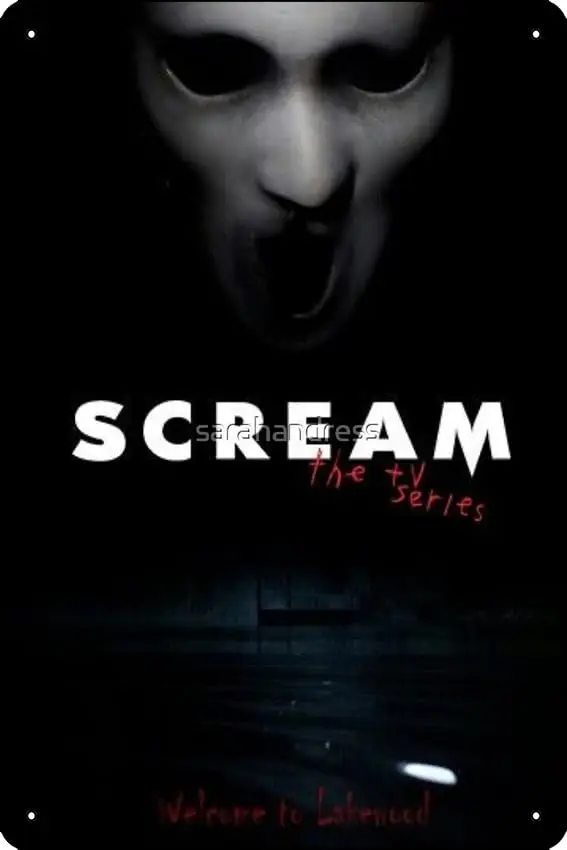 Cartel de serie de TV SCREAM MTV, letrero de Metal, decoración de Bar, Pub, garaje, cueva de hombre, arte de pared, 8x12 pulgadas