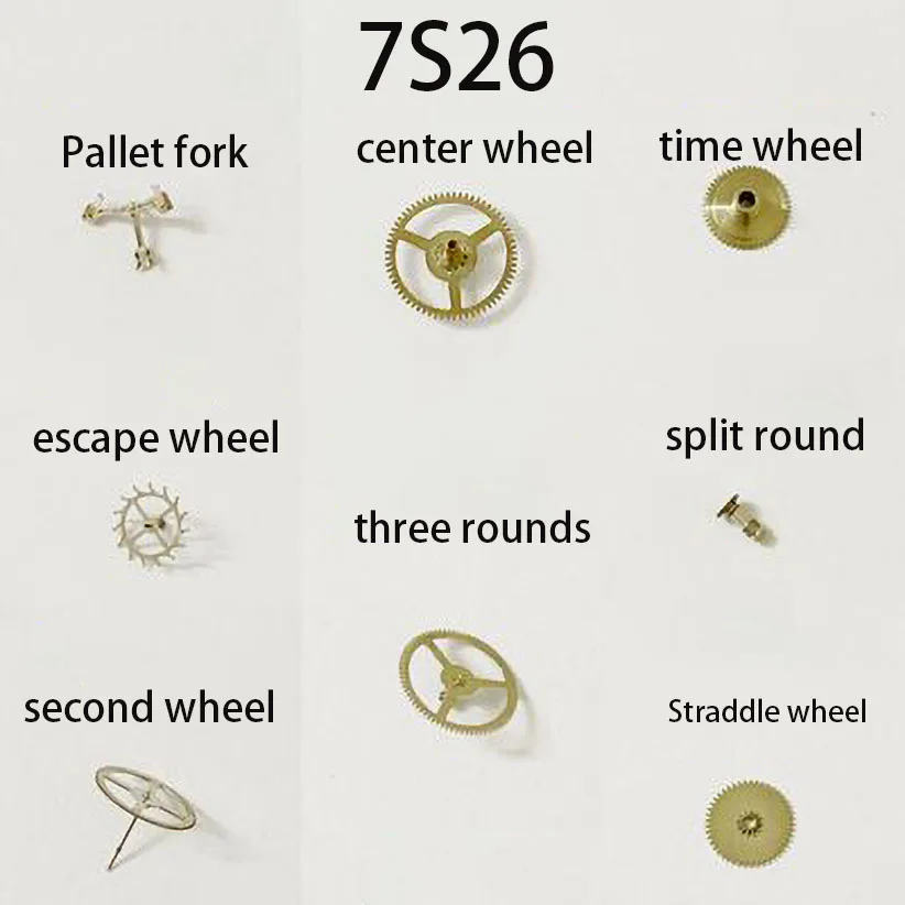 Watch accessories suitable for Seiko 7S26 movement escapement fork horse wheel second wheel center wheel three-wheel hour-minute