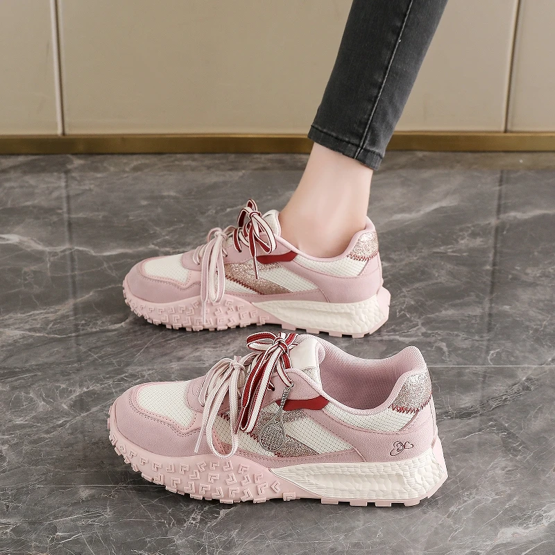 

Women's 4CM Lace Up Platform Sneakers Breathable Comfortable Walking Shoes Non Slip Lightweight Casual Shoes for Women