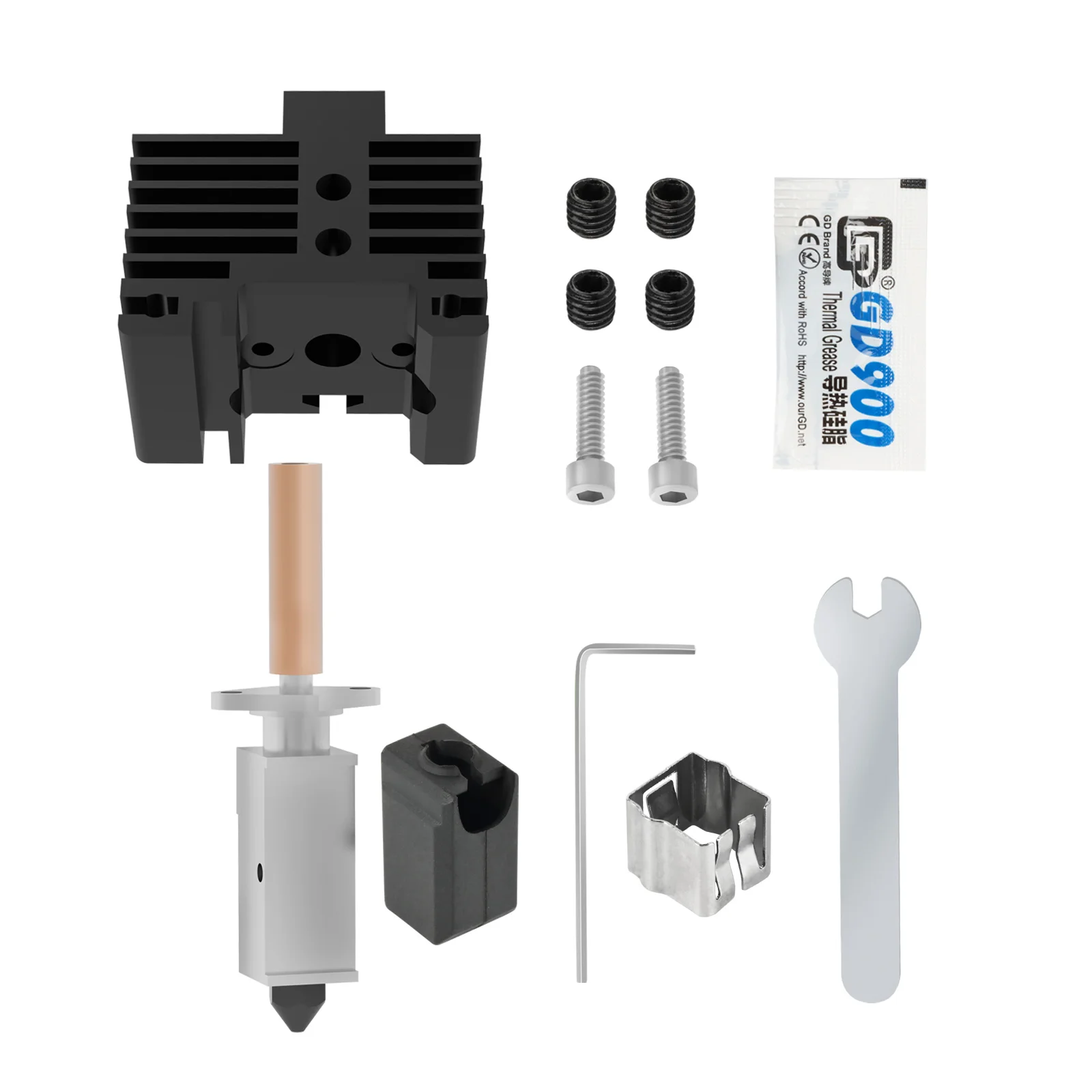 

Upgraded Bimetal Heatbreak Hotend Kit for Bambu Lab X1 P1P 3D Printer, Hardened Steel Nozzle Brass Nozzle Thermistor Included