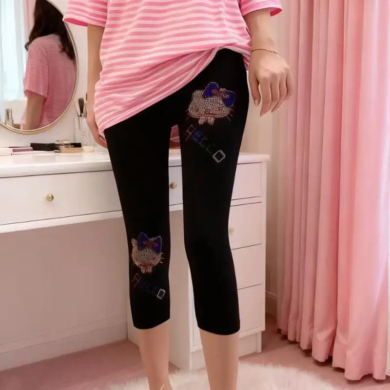 

Студенческие леггинсы Sanrios, штаны для девочек Hello Kittys, повседневные удобные универсальные простые, хит продаж, подарок для подруги