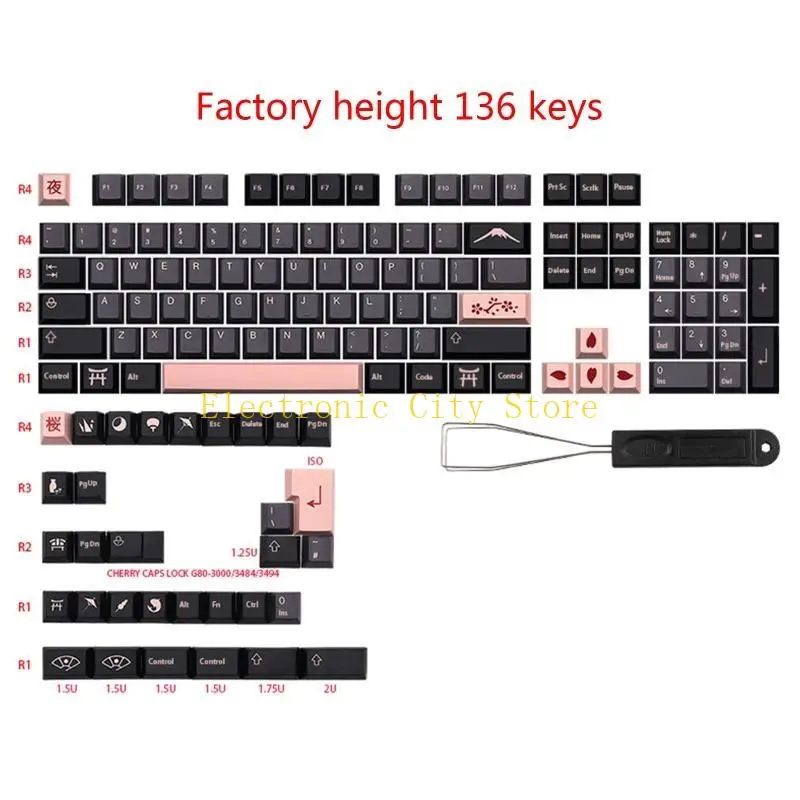 136 PBT Dye Sublimation KeyCaps Cherry MX Meccanico Giappone / Inglese KeyCap Hu8d