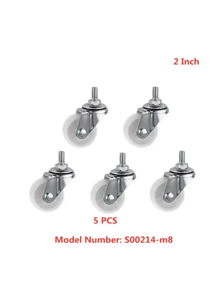 5 Pcs/Lot Casters 2 Inch M8 Screw Universal Caster Diameter 5cm Tooth Wear-resistant Pulley Clothes Hanger Roller