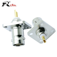 RF Coaxial Connector Copper Insulated BNC Female Solder Plate Socket 4 Hole Flange Panel Holder Q9-JY Oscilloscope Socket