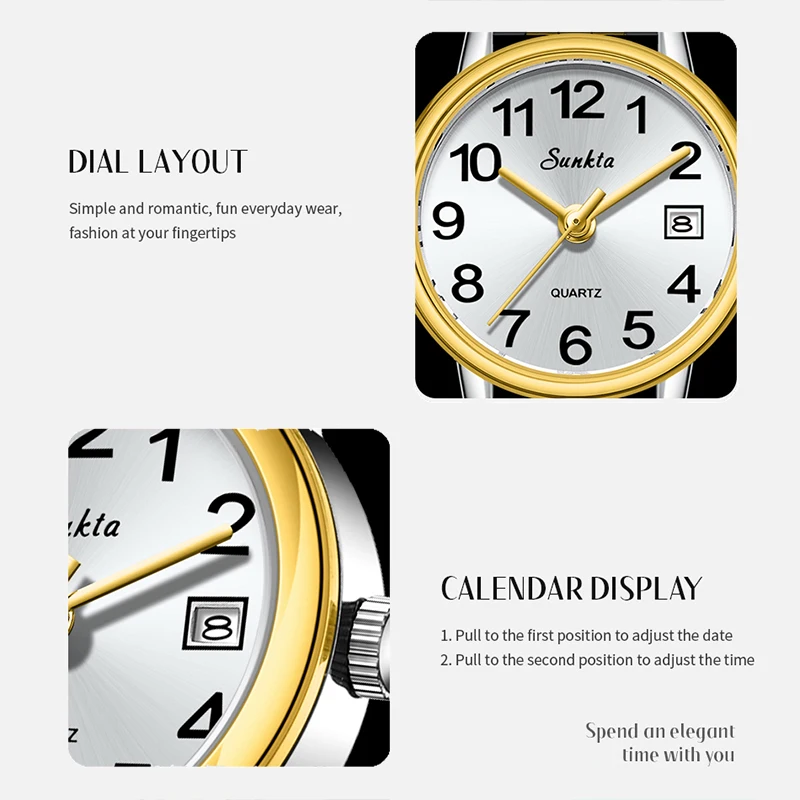 

2026 SUNKTA Luxury Womens Watch Elegant Fashion Quartz Wristwatches 30M Waterproof Steel Strap Watches Ladies Gifts Reloj Mujer