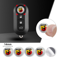 5/10 pcs For Abarth 14mm Aluminum Car Key Chain Key Case Emblem Badge Key Fob Decoration Auto Key Symbol Sticker Accessories