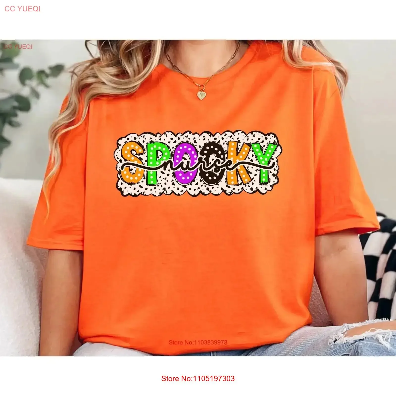 Colorful Halloween Dalmatian Nurse T Shirt Spooky Nursing Bright for Fun vintage Washed graphic homme Stylish Stretched Soft