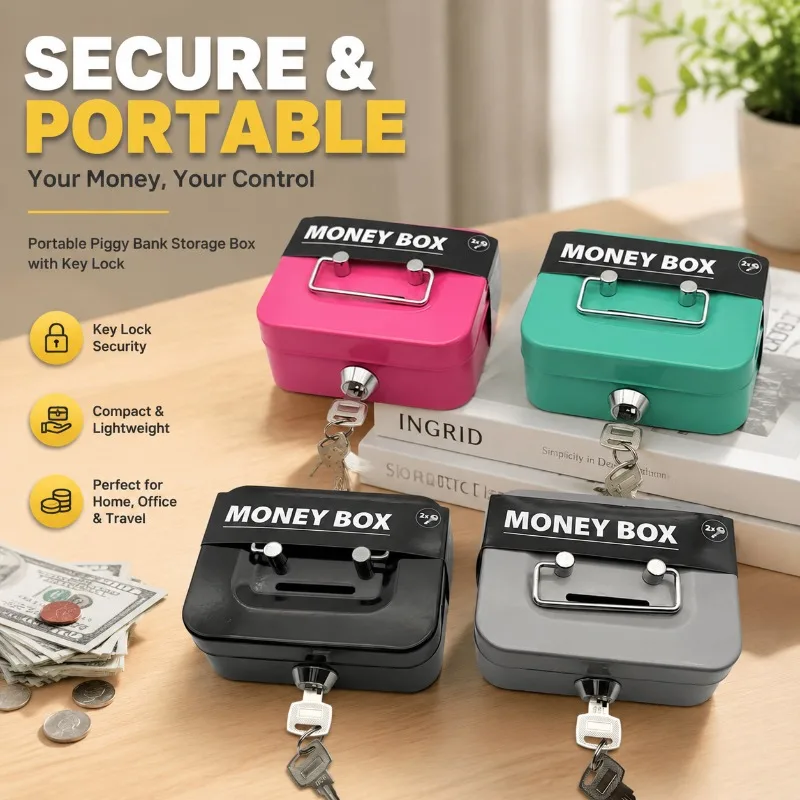 Creative Handheld Coin Storage Box Mini Portable Money Piggy Bank Organize Watch Keys Tiny Hardware Parts Multi-purpose Desktop