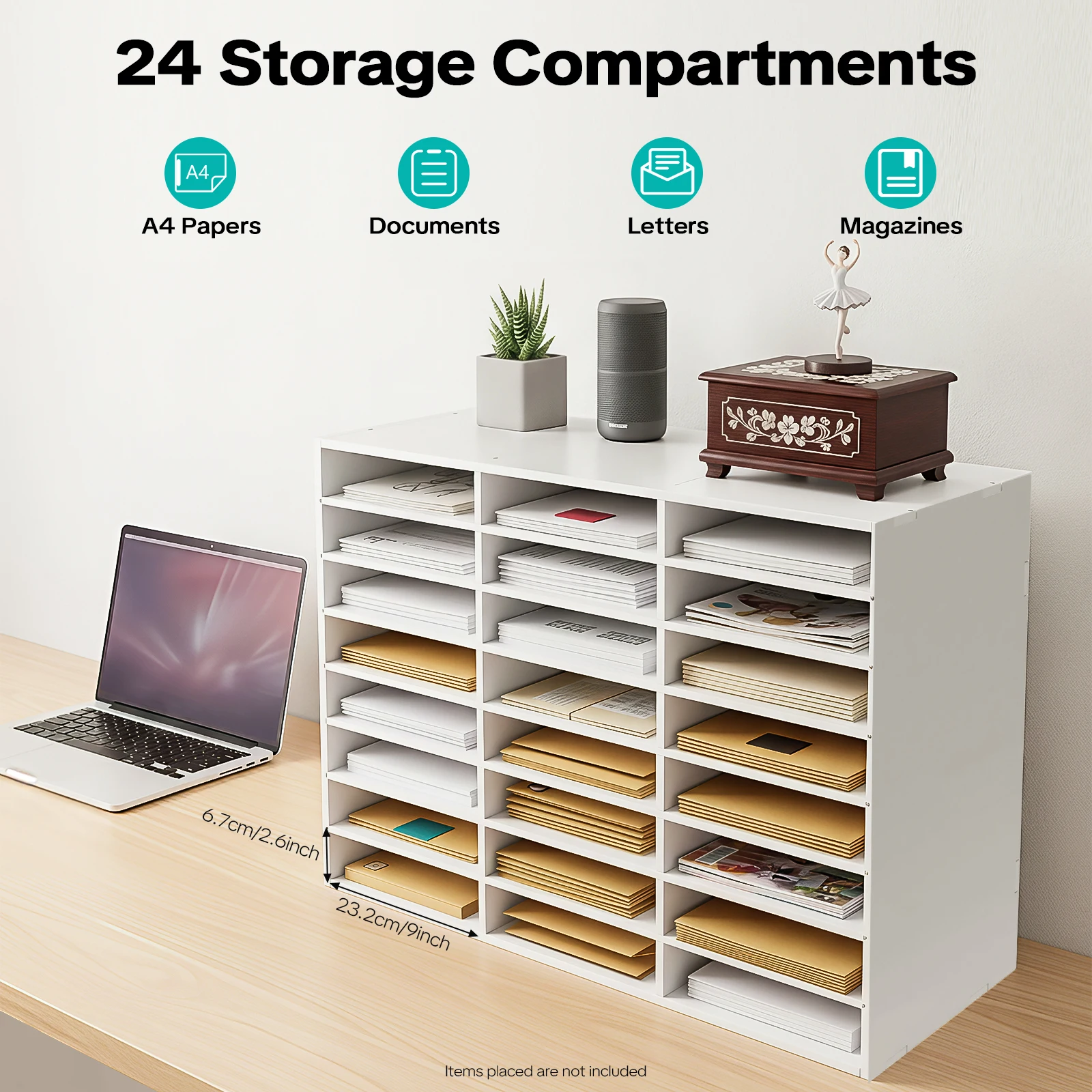 

24-slot Literature Organizer, PVC Board Desktop File Holder, Load-Bearing 132lbs File Cabinet For Homes, Companies