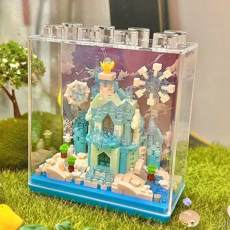 Fantasy Castle Villa Garden House Drawing Board Building Block DustCover Romantic Brick Potted Model Toy Christmas Gift For Girl