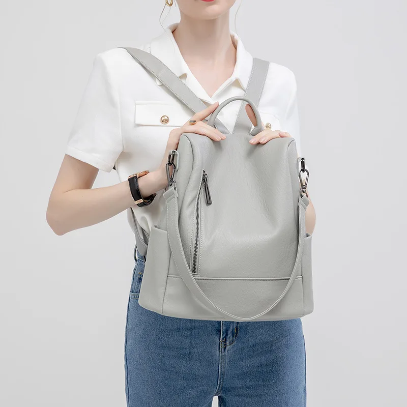 

Women's Faux Leather Backpack, Convertible Shoulder Bag, Anti-Theft Casual Daypack for Work & Travel