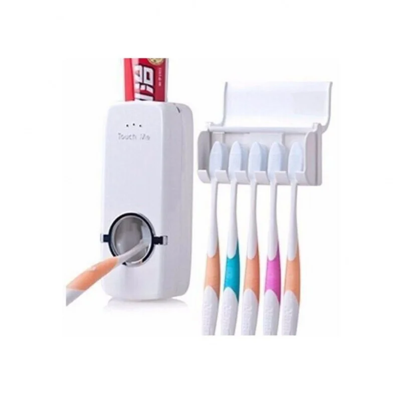 Wall Mounted Toothbrush Holder, Automatic Toothpaste Dispenser, Tooth Brush Organizer, Storage Rack, Bathroom Accessories