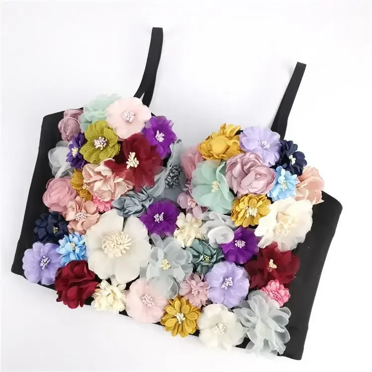 Designer flower color matching short soft fairy air suspender body sculpting performance clothes with chest pads and corsets