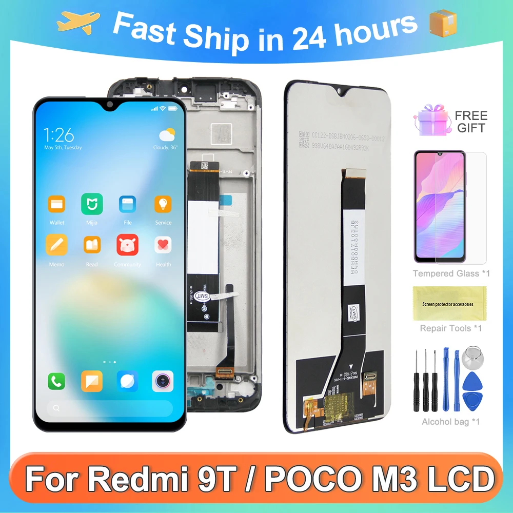 Dla Xiaomi 6.53 \'\'Redmi 9T dla Poco M3 J19S M2010J19SG wyświetlacz LCD ekran dotykowy wymiana zespołu Digitizer