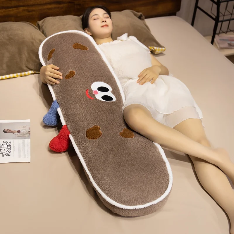 60/90/120cm Cartoon Food Long Plush Pillow Soft Stuffed Chubby Huggable Pillow Hamburger Cookies Kawaii Room Decor Kids Gifts
