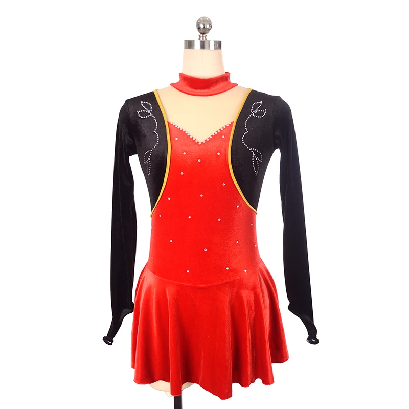 

Nasinaya Figure Skating Dress Customized Competition Women's Children's Rhythmic Gymnastics Dance Red Velvet Performance Dress