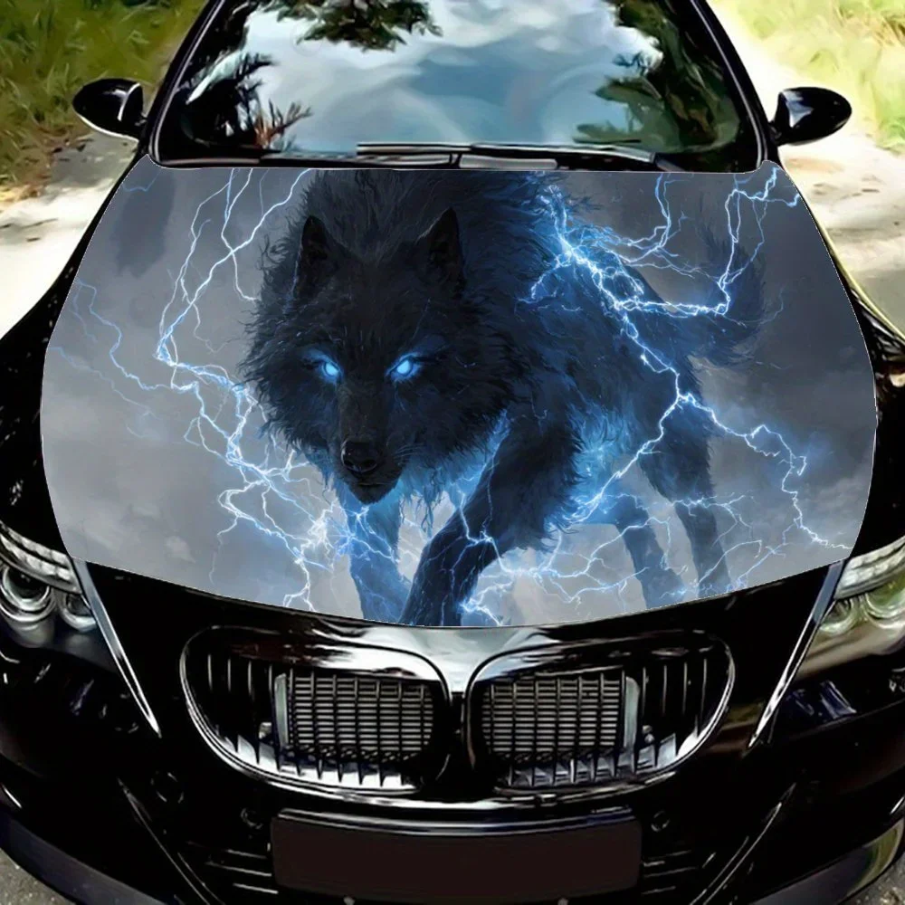 Wolf & Lightning Magic,Car Hood Decal, Self-Adhesive Waterproof PVC Car hood Sticker,Car Decoration Scratch Resistant Sticker Pr