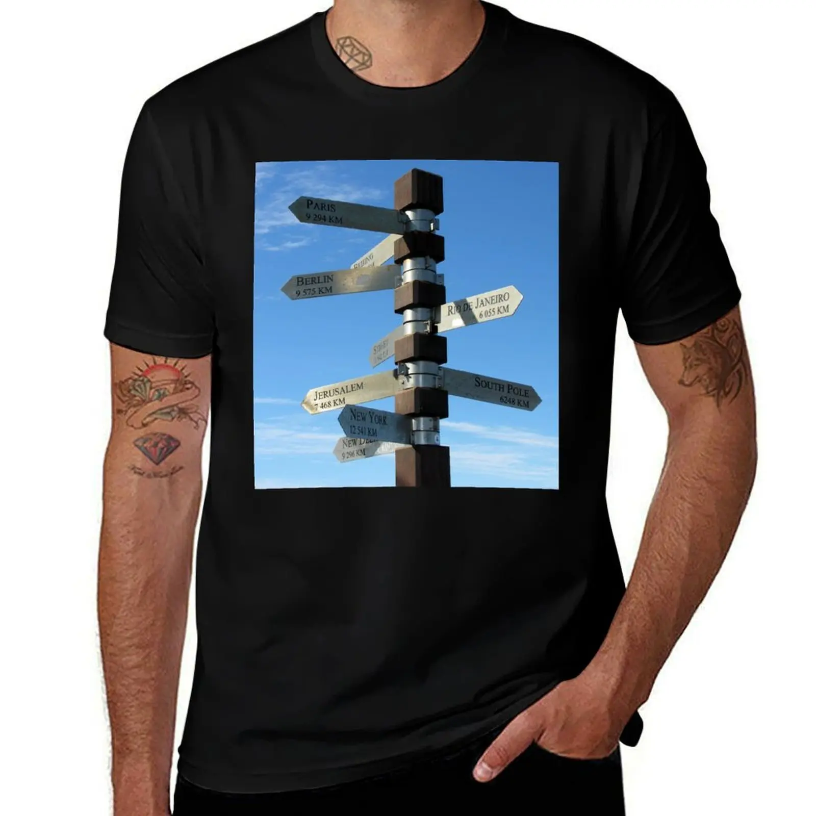 Signpost Directions to the major cities Cape Point T-Shirt Plus Size Workout Short Sleeve Top