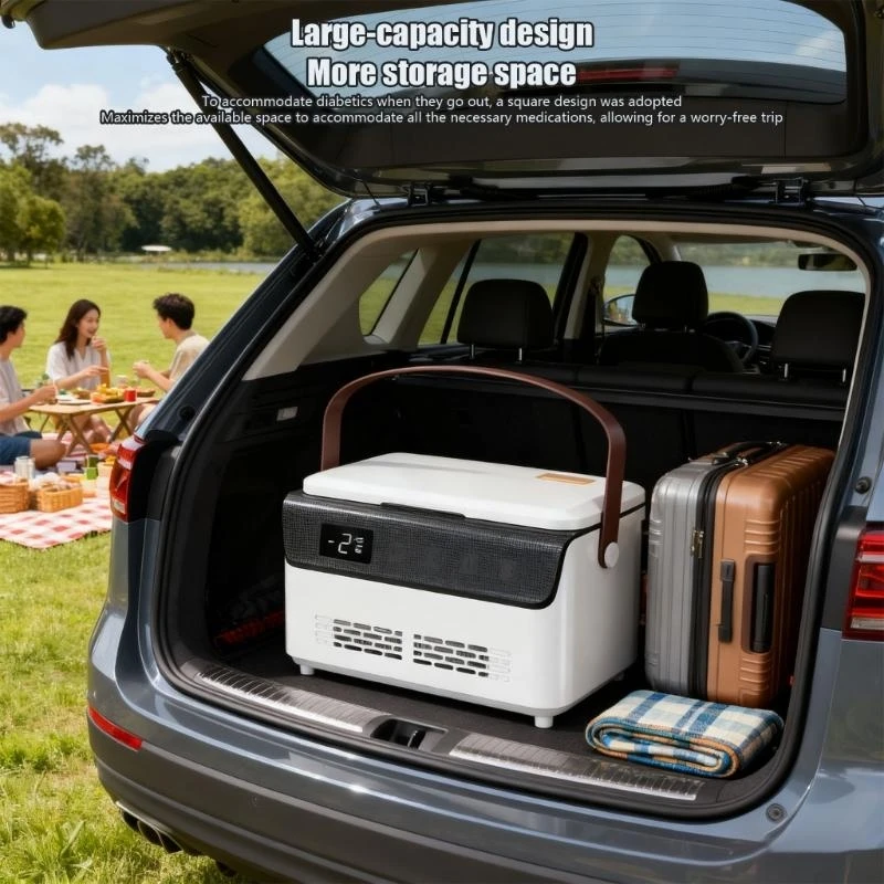 Double Layer Insulated Car Refrigerator With Real Time Temperature Display Coolers Box For Camping Trips D7YA
