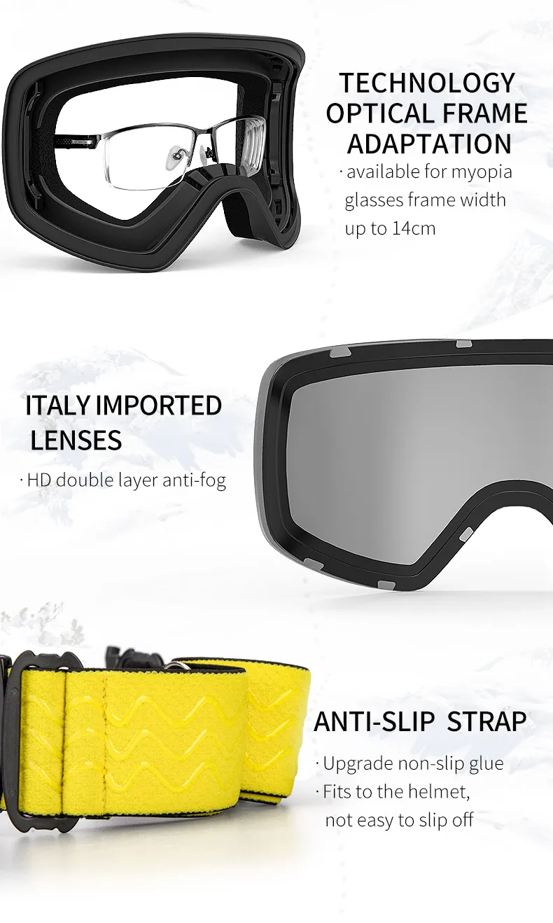 COPOZZ Zylindrische Skibrille für Männer und Frauen, Doppelschicht-Snowboardbrille für Erwachsene, Anti-Beschlag UV400 Skate-Skibrille – Detail 4