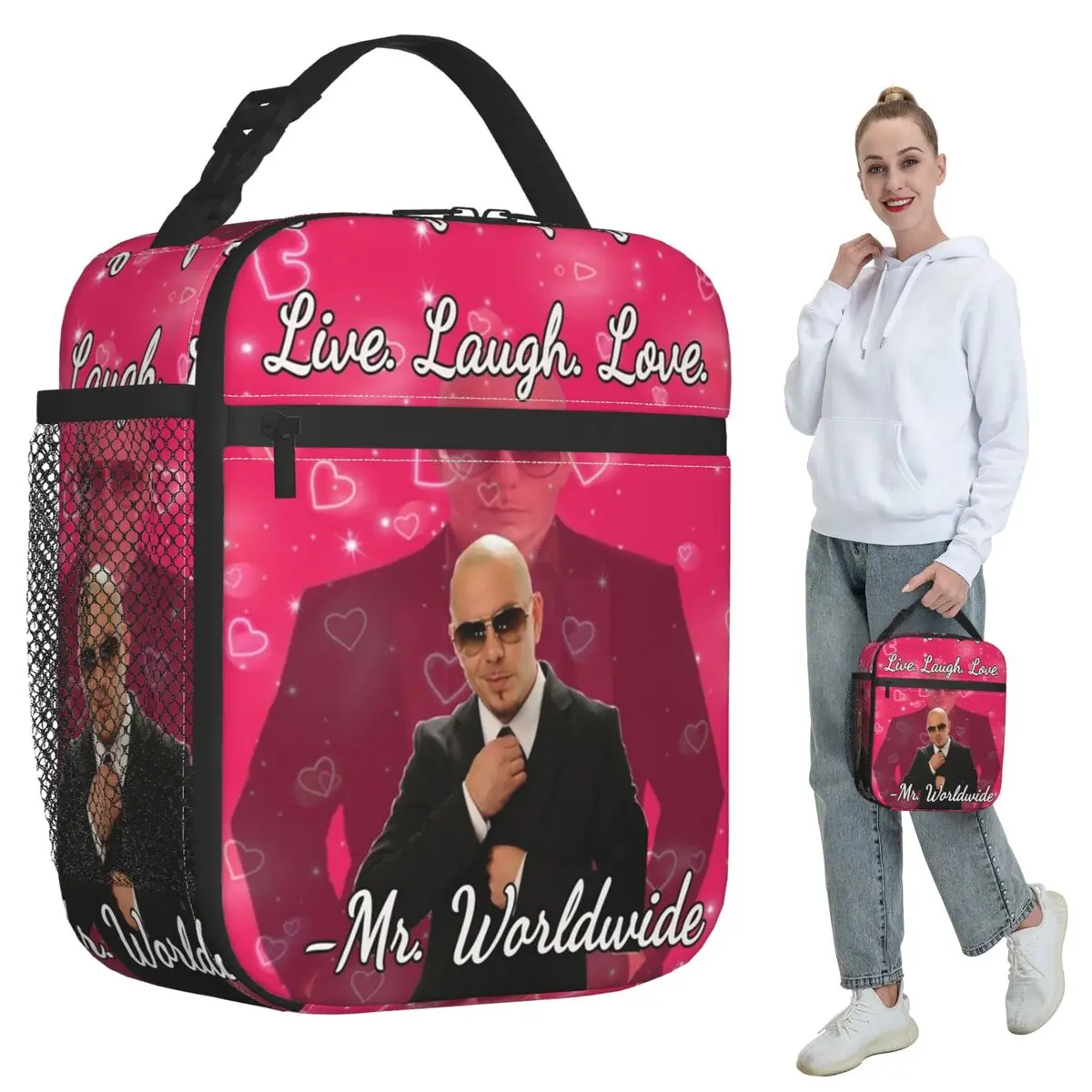 

Mr Worldwide Live Laugh Love Insulated Lunch Bag for Kids School Cooler Thermal Food Box Tote Leakproof Lunch Boxes Container