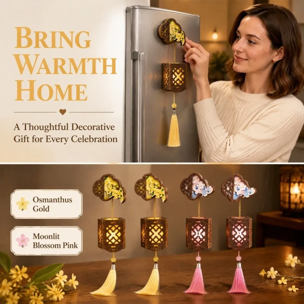 Gifts DIY Assembly 3D Fridge Magnet Battery-powered Wooden Refrigerator Magnet with LED Light Refrigerator Stickers Home Decor