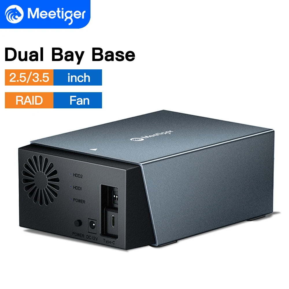 Meetiger 2.5/3.5 Inch Dual Bay External Hard Drive Enclosure Case With 4 RAID HD Array SATA To USB3.0 Hard Drive Docking Station