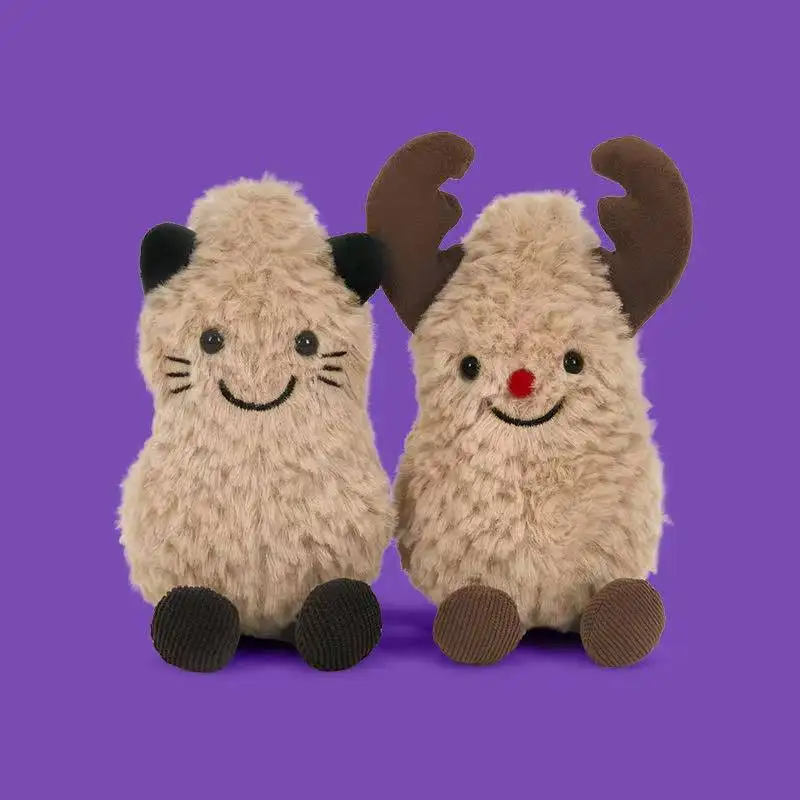 Lo último en llavero con colgante de mochila de maní y gato, muñeco de peluche Kawaii, muñeco de juguete de dibujos animados de Anime, bonito regalo para amigos, muñeca divertida