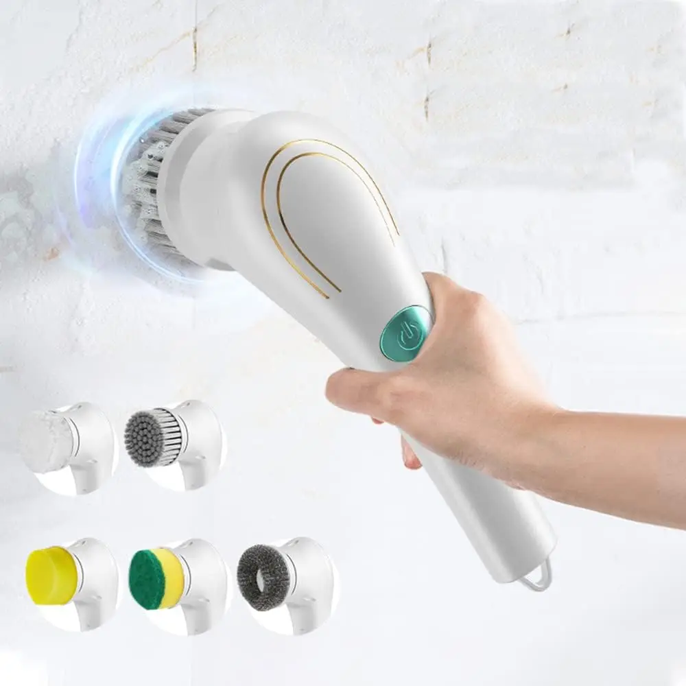 Electric Spin Scrubber, Handheld Cordless Rechargeable Electric Cleaning Brush with 5 Replaceable Heads,Power Cleaning Brush