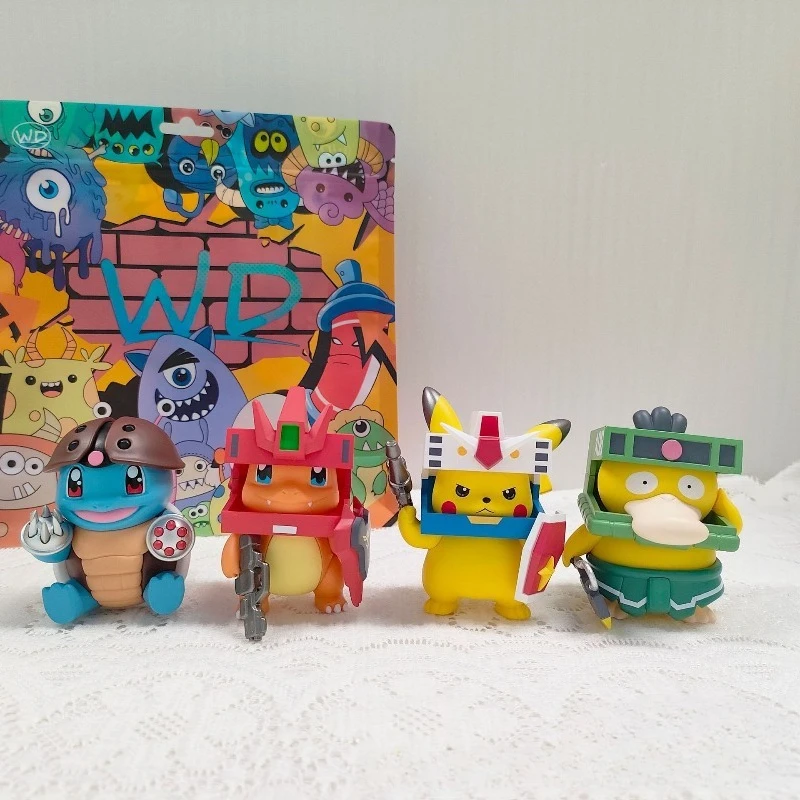 

Pokemon Pikachu COS Gundam Garage Kit Decoration Psyduck Charizard Squirtle Anime Action Figures Q Figurals Models Children Gift