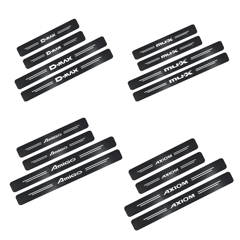 4pcs Carbon Fiber Car Door Sill Sticker For Isuzu DMAX PANTHER ASCENDER MUX AMIGO AXIOM 4X4 Auto Accessories