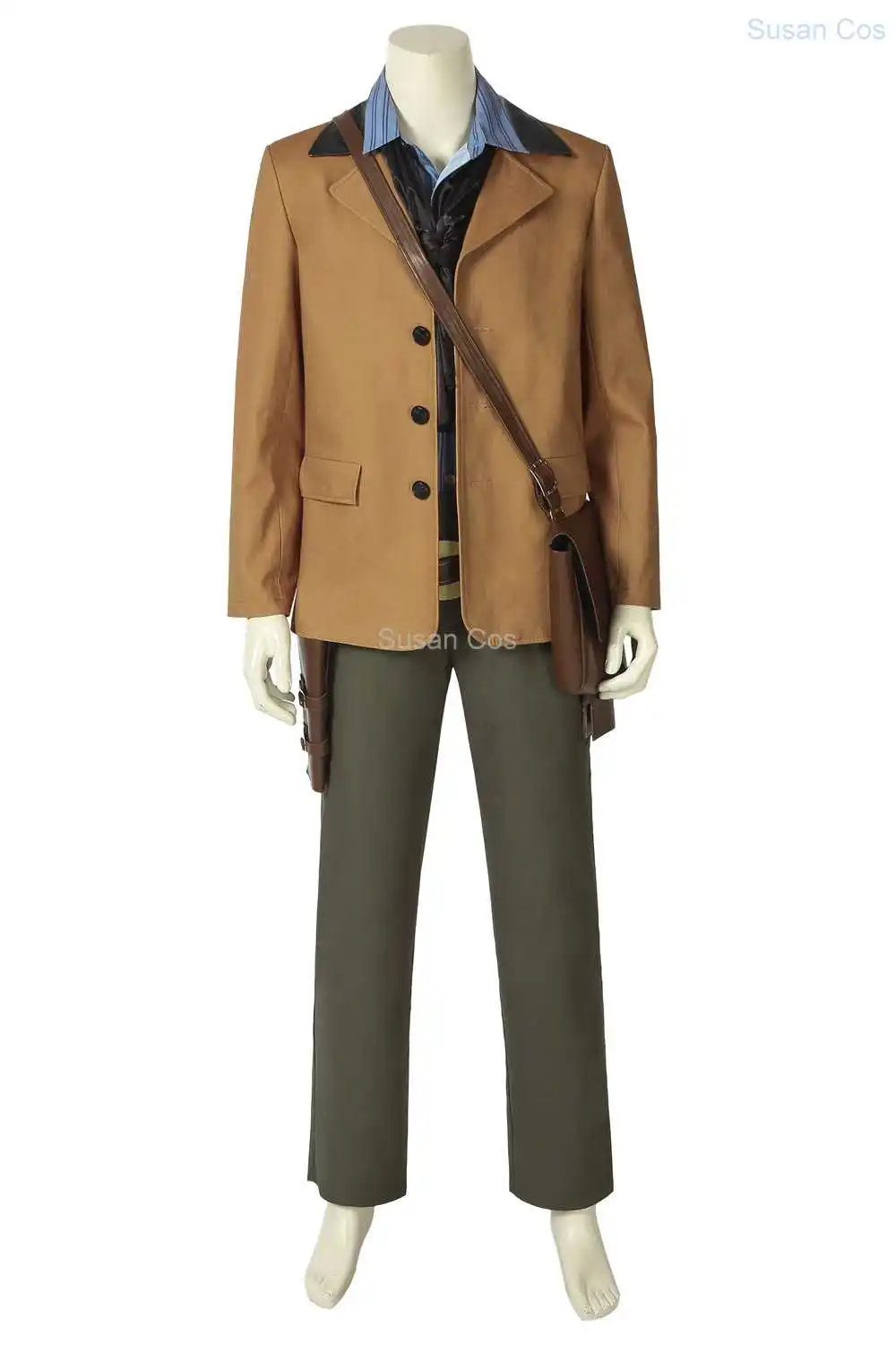 إكسسوارات تأثيري للكوسبلاي الغربي ، آرثر مورغان ، حزام فائدة مع الحقائب ، لعبة RDR2 ، نفس النمط ، سترة بنية ، قميص أزرق وقبعة