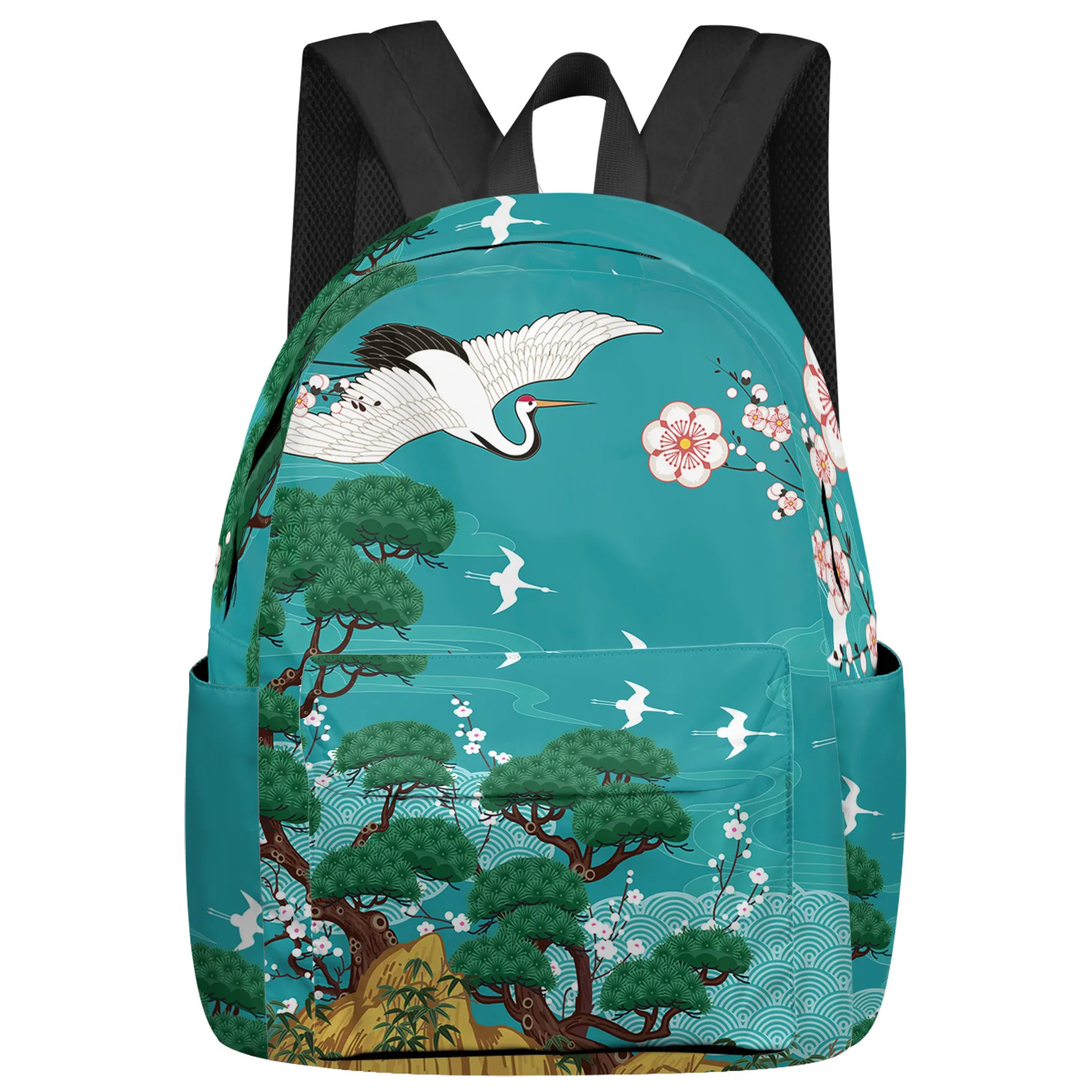 

Japanese Style Crane Cherry Blossom Vintage Backpacks Custom Student School Bags Laptop Backpack Men Women Female Travel Mochila