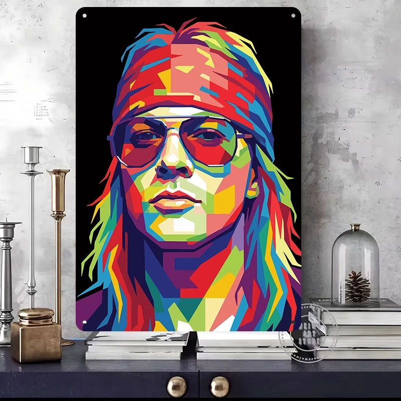 Axl Rose Music Singer Metal Posters Customizable Retro Vintage Metal Tin Signs for Fans Wall Art Bedroom Decoration Aesthetic