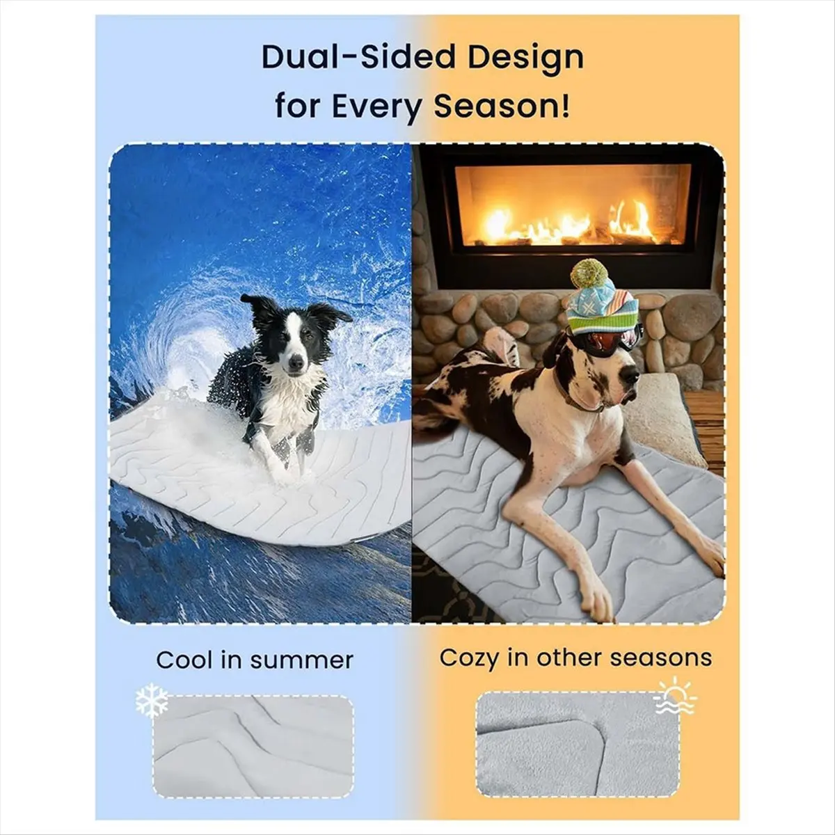 A67T NEW Dog Cooling Mat, Reversible Self Cooling Pad for Dogs (Cool & Warm), Pet Cooling Mat for Dogs -(XL, 59 X 40inch)