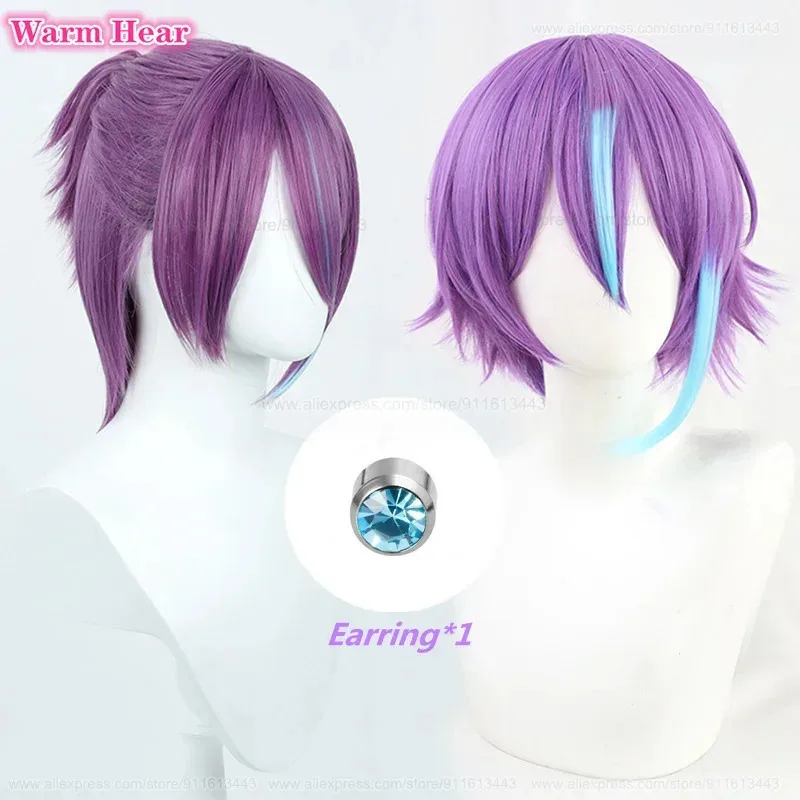 2 Gaya Kamishiro Rui Sintetis Pendek 35Cm Campuran Warna Cosplay Anime Tahan Panas Rambut Wig Pesta Halloween