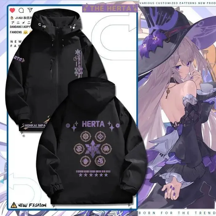

Honkai: Star Rail Herta Куртка с длинными рукавами Пальто унисекс Толстовка на молнии Модная крутая толстовка с капюшоном Топ Косплей Костюм Аниме