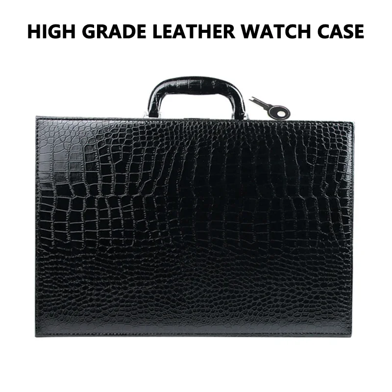 Imagem -02 - Customizable Logo Ver Case para Rolex Crocodilo Preto Padrão pu Suitcase Stall Display Armazenamento de Jóias Cases Clássicos 36 Slots